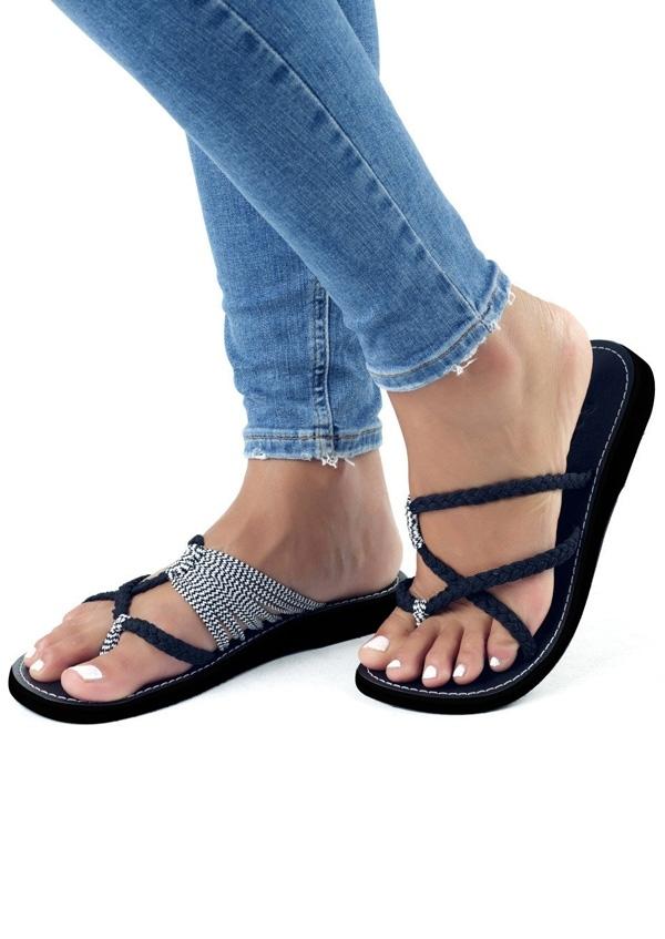 

Plaka Sandals Summer Flip Flops Braided Strap Flat Sandals in Black,White. Size: ,37,38,39,40,41,43