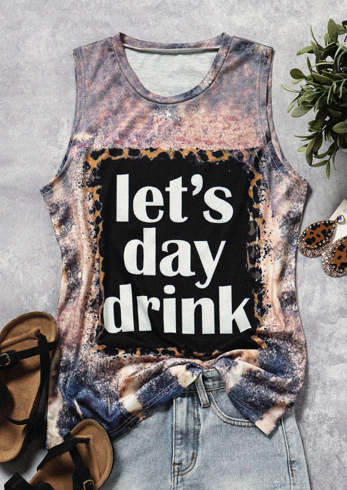 

Tank Tops Let's Day Drink Leopard Tank Top in Multicolor. Size: L,,XL