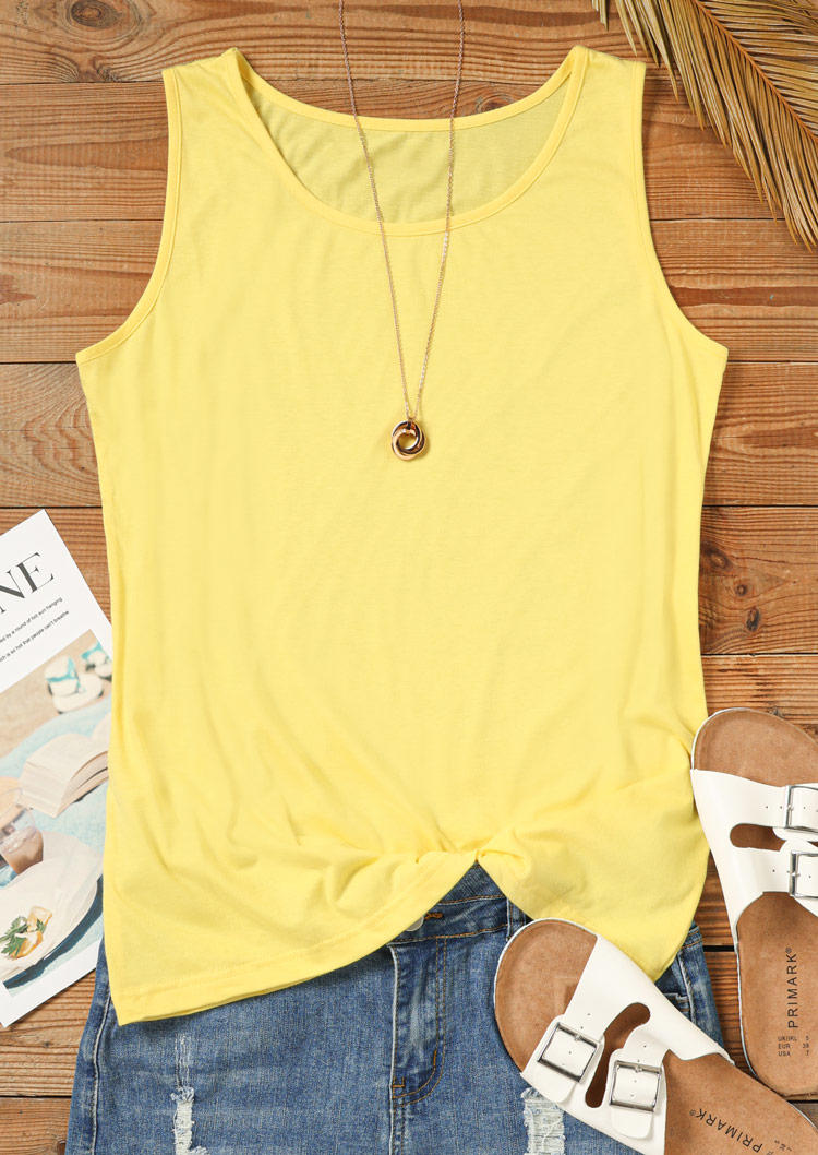 

Tank Tops Concise Scoop Neck Tank Top in Yellow. Size: L,M