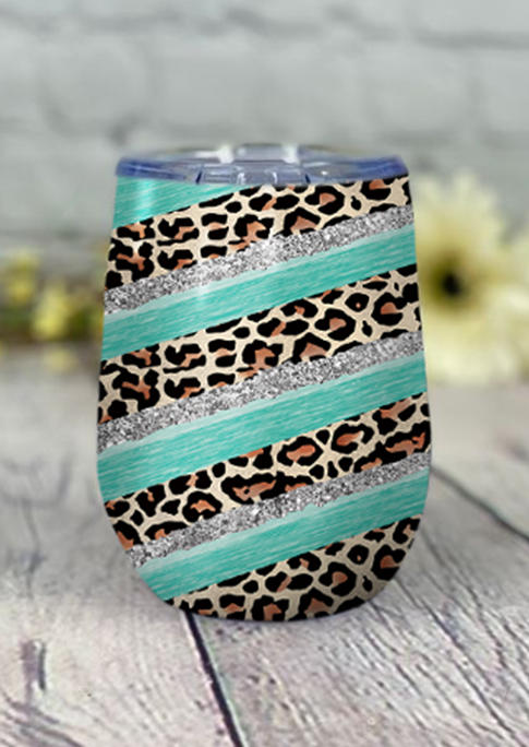

Leopard Glitter Color Block Tumbler in Multicolor. Size