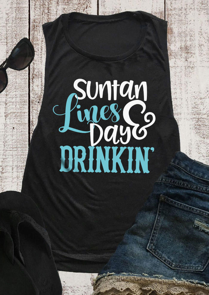 

Tank Tops Suntan Lines Day Drinkin' Tank Top in Black. Size