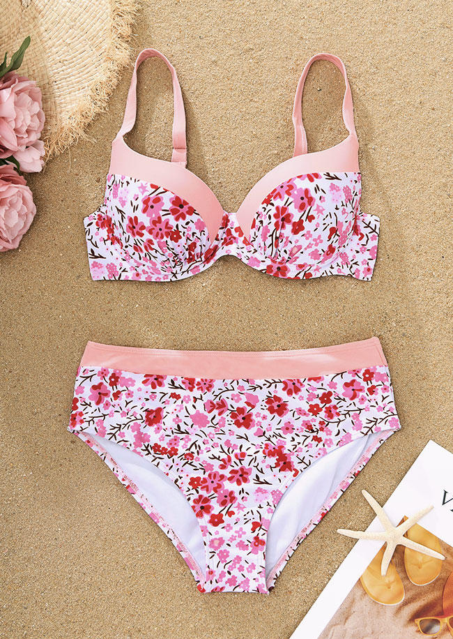 

Bikini Sets Ditsy Floral Color Block Bikini Set in Multicolor. Size: L,M,,XL