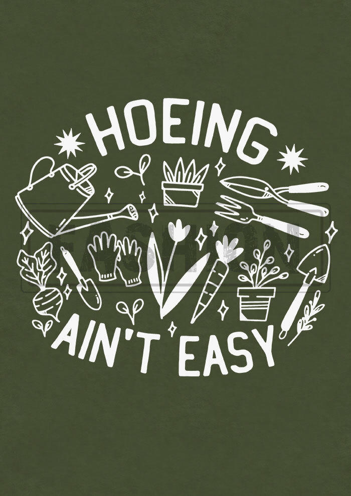 Hoeing Ain't Easy Plant O-Neck Tank - Army Green