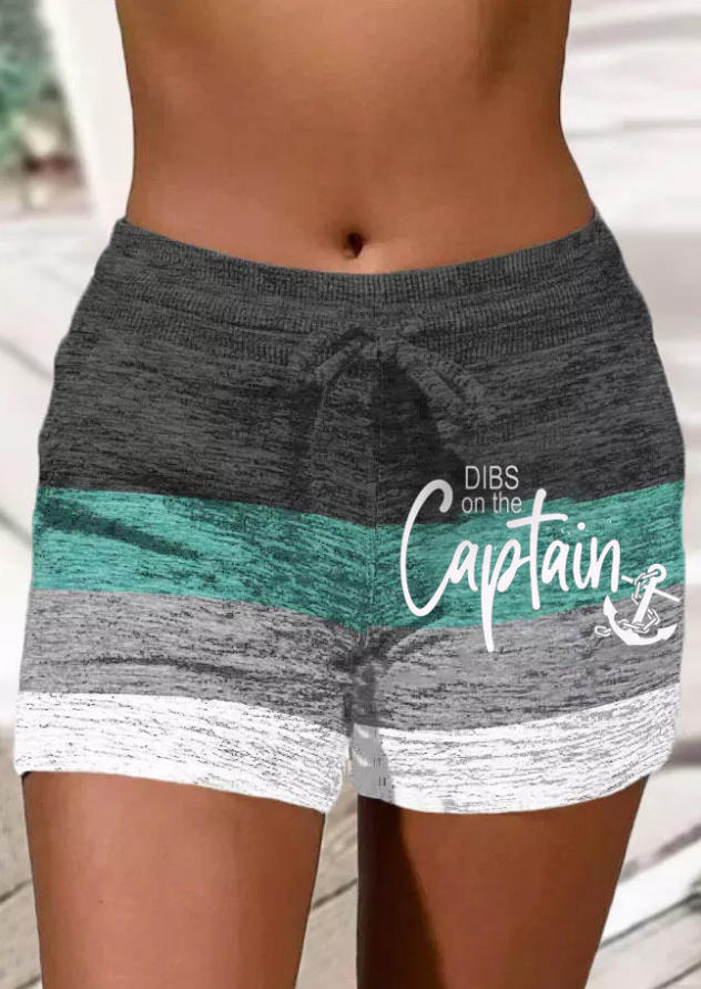 Dibs On The Captain Anchor Chain Color Block Pocket Shorts