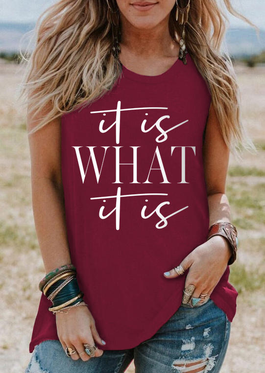 

Tank Tops It Is What It Is Tank Top - Burgundy in Red. Size
