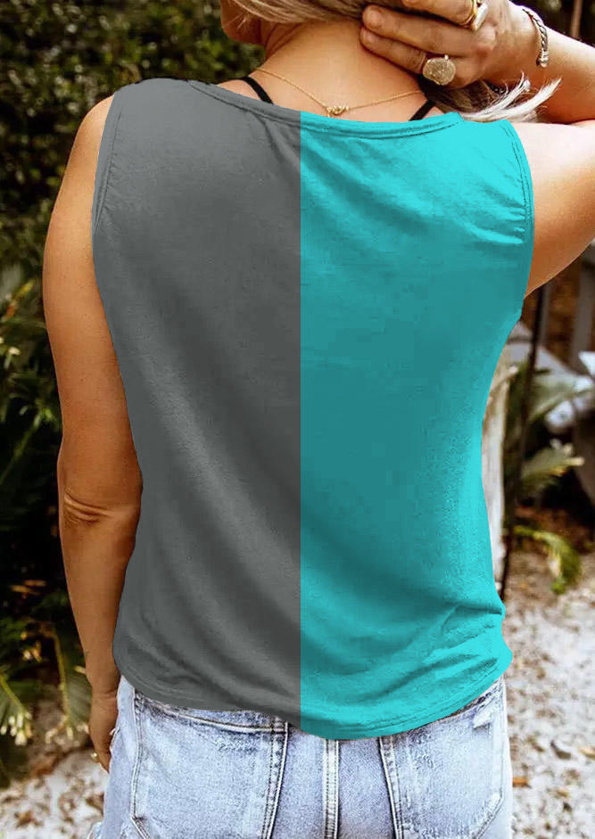 

Tank Tops American Flag Color Block Notched Collar Tank Top without Camisole in Multicolor. Size: L,M,,XL