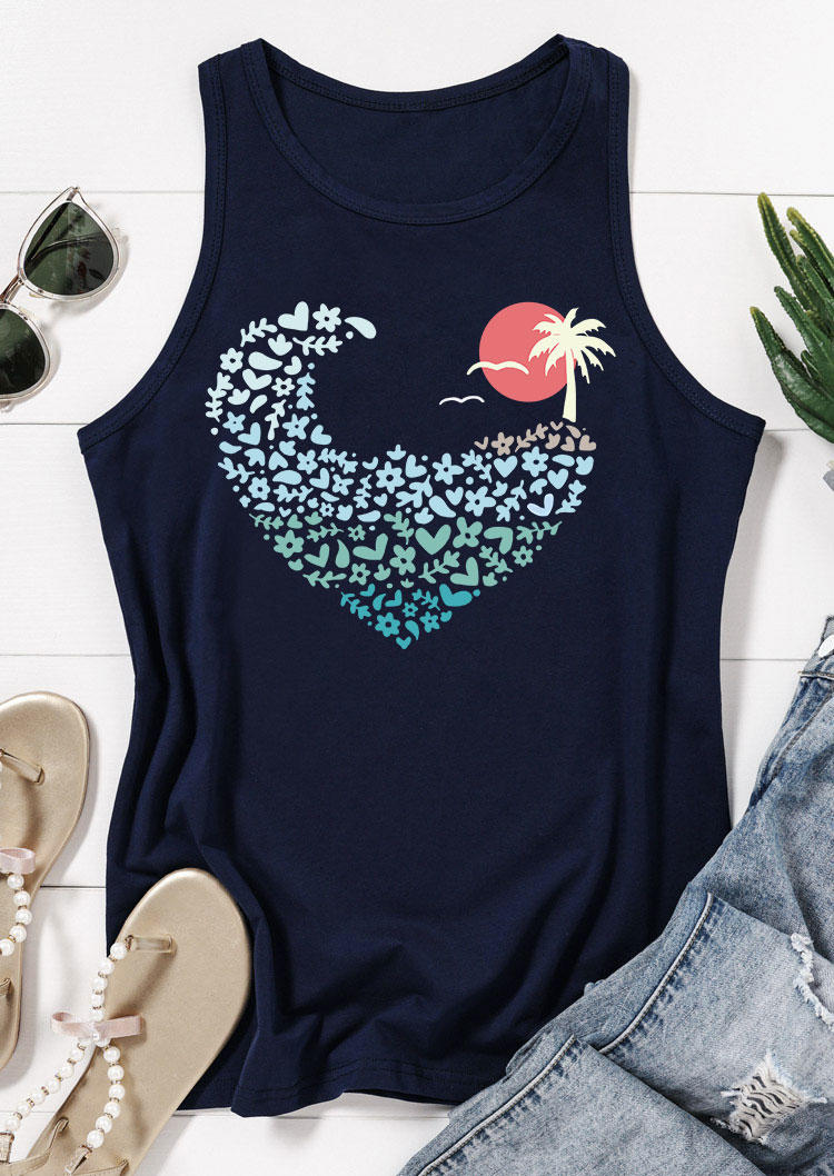 

Tank Tops Floral Coconut Tree Sunset Racerback Tank Top - Navy Blue in Blue. Size