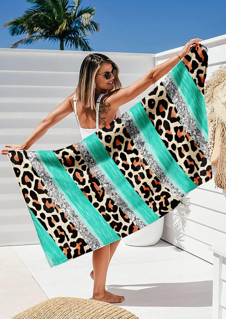 

Blanket Leopard Glitter Striped Beach Blanket in Multicolor. Size