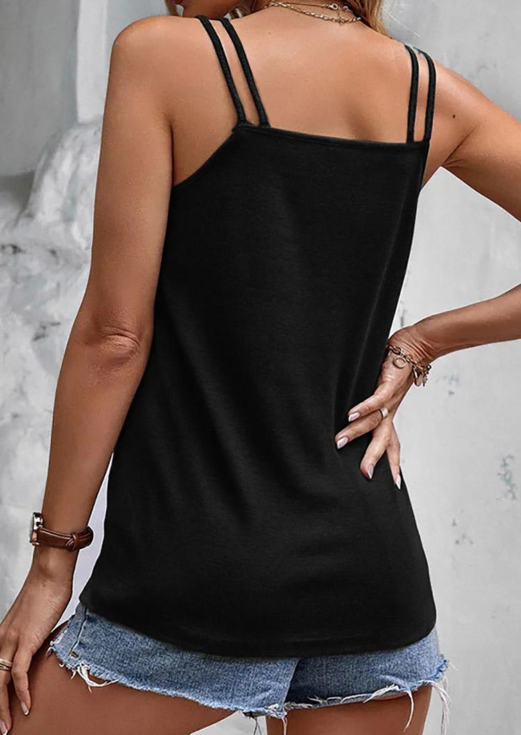 

Tank Tops Hollow Out Notched Collar Camisole in Black. Size