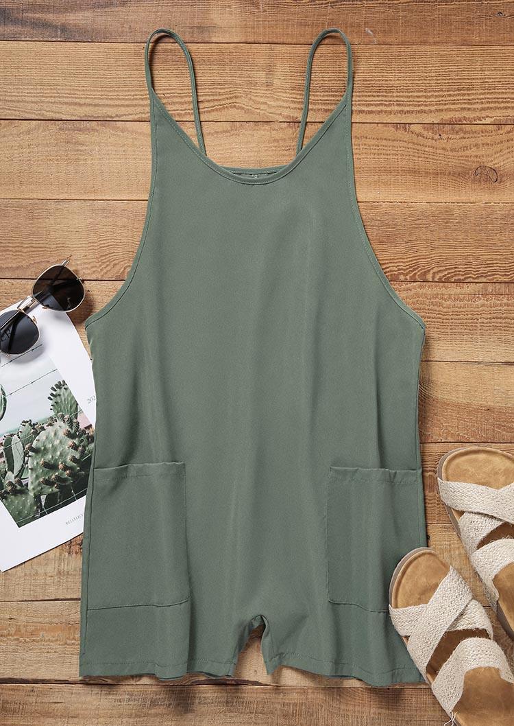 

Jumpsuits & Rompers Pocket Spaghetti Strap Romper in Green. Size