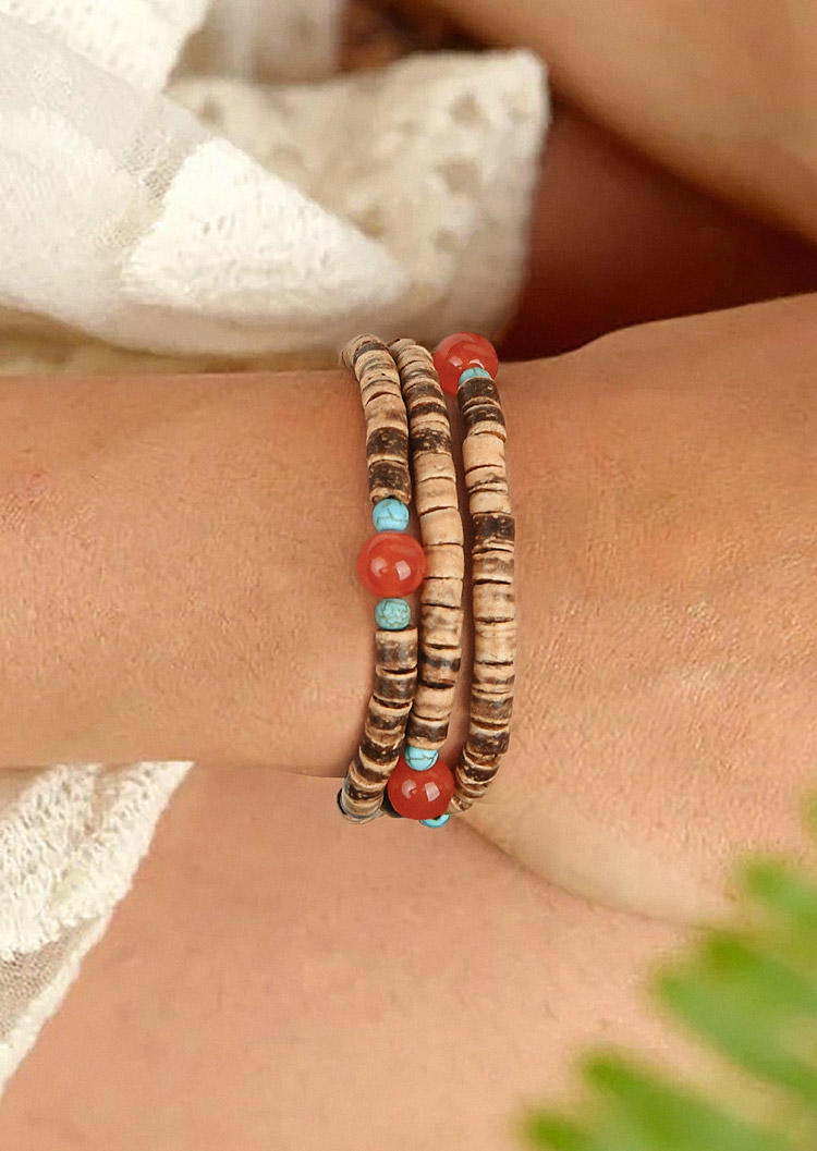 

Bracelet Agate Turquoise Beading Bohemian Multi-Layered Bracelet in Multicolor. Size