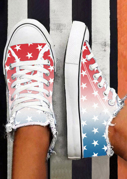 

Sneakers Star Gradient Frayed Lace Up Flat Sneakers in Multicolor. Size: ,38,39,40,41