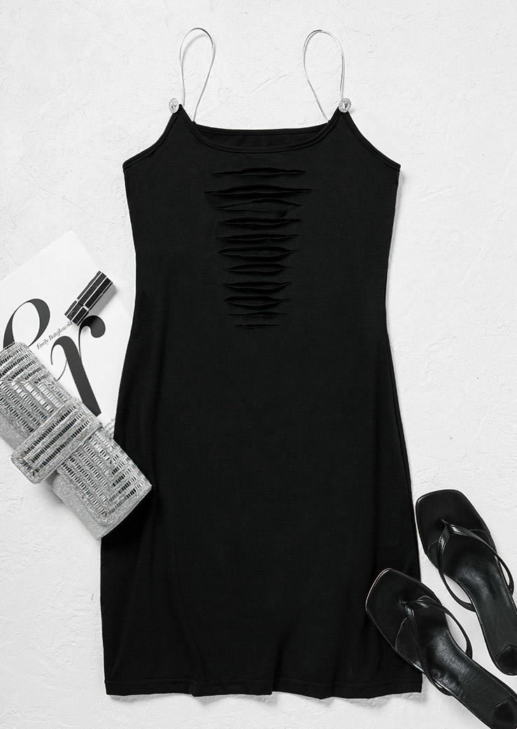 

Mini Dresses Hollow Out Cut Out Mini Dress in Black. Size