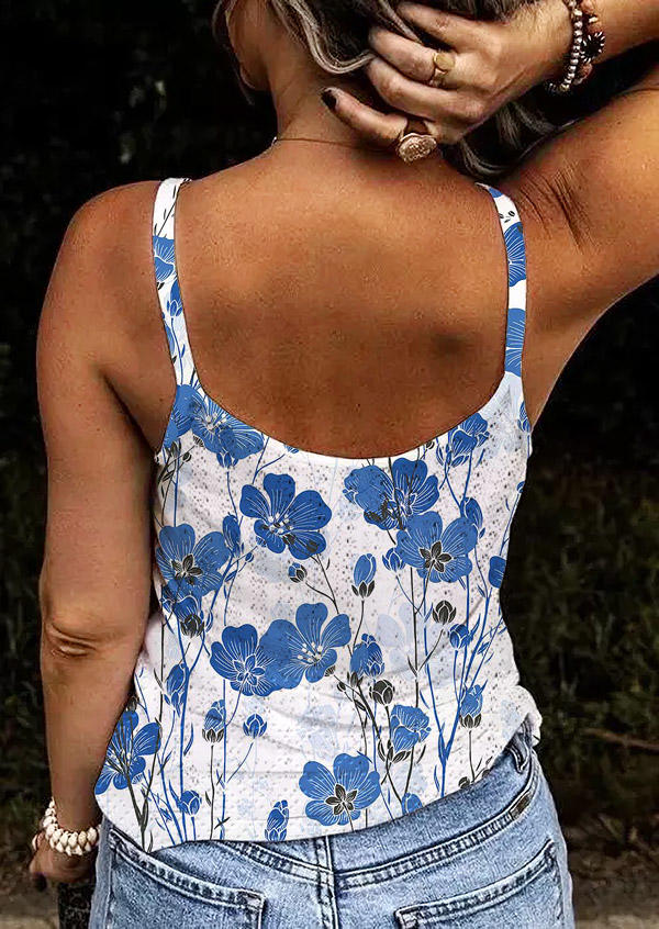 

Tank Tops Floral Open Back Casual Camisole in Multicolor. Size: L