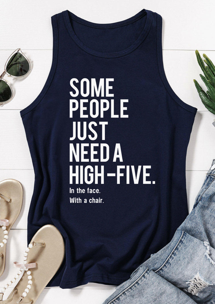 

Tank Tops Funny Quotes Letter Graphic O-Neck Tank Top - Navy Blue in Blue. Size