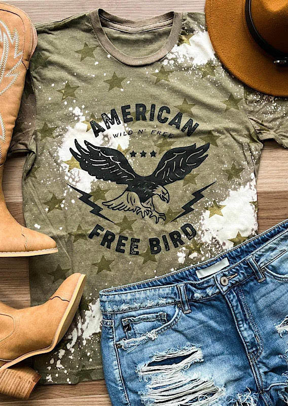 

T-shirts Tees American Free Bird Eagle Star T-Shirt Tee - Army Green in Green. Size