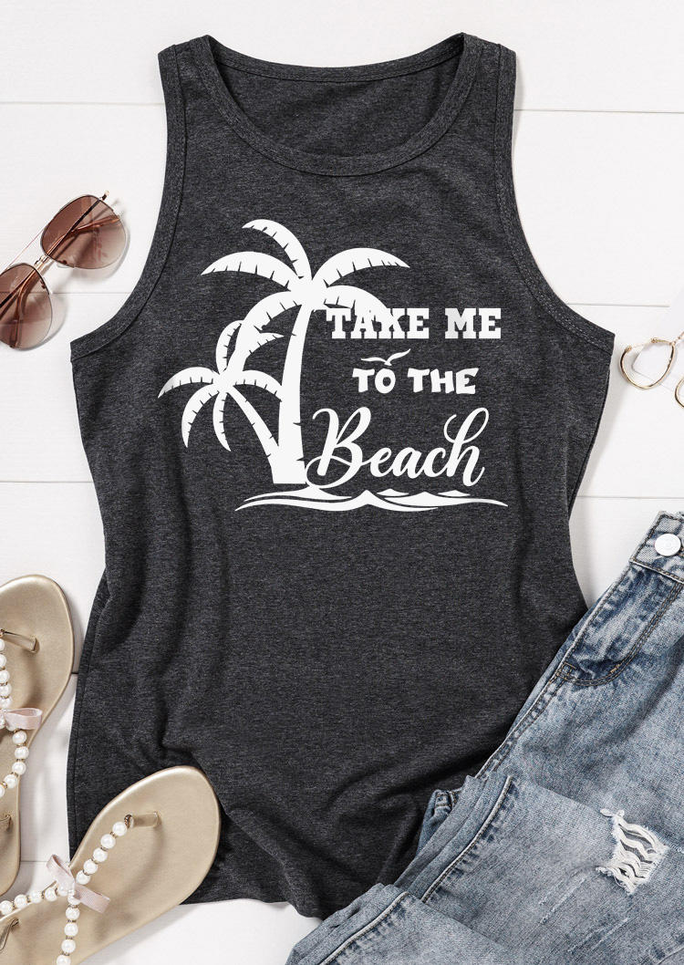 

Tank Tops Take Me To The Beach Coconut Tree Racerback Tank Top - Dark Grey in Gray. Size