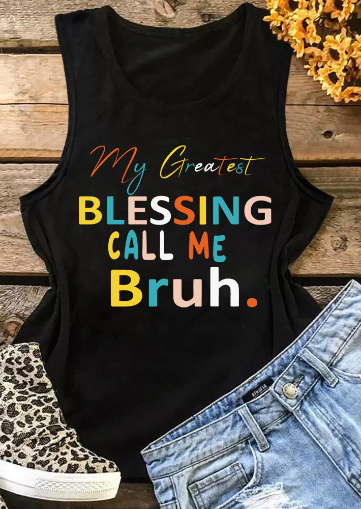 

Tank Tops My Greatest Blessing Call Me Bruh Tank Top in Black. Size: L,M