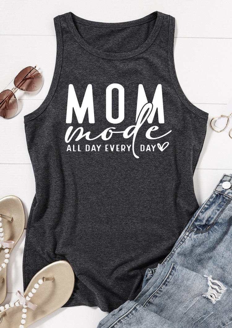 

Tank Tops Mom Mode All day Every Day Heart Tank Top - Dark Grey in Gray. Size