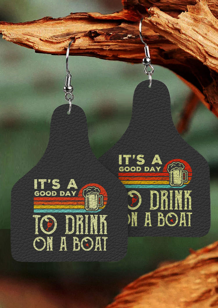 

Earrings It's A Good Day To Drink On A Boat Hook Earrings in Black. Size