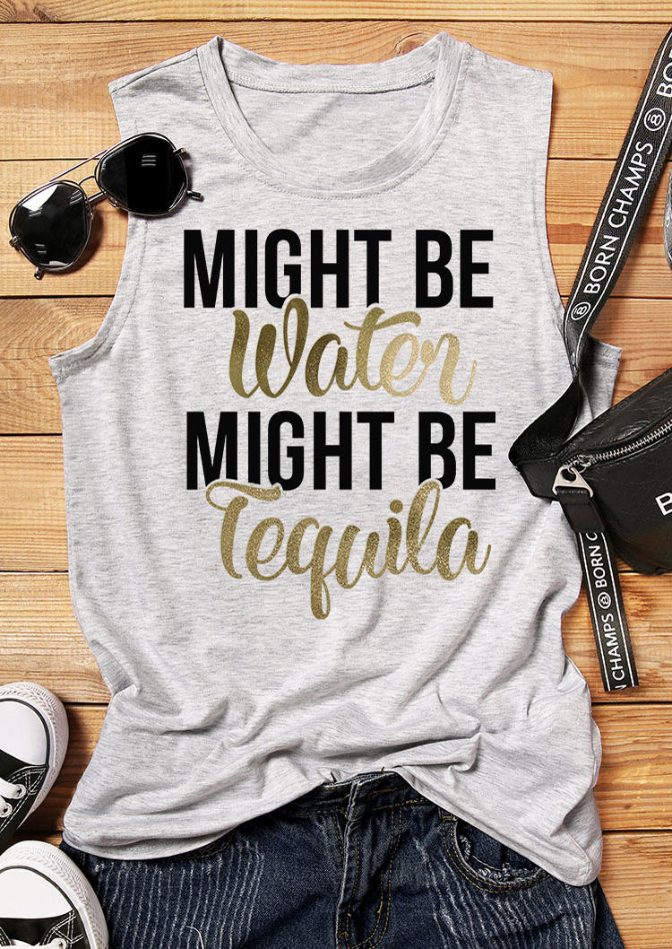 

Tank Tops Might Be Water Might Be Tequila Tank Top - Light Grey in Gray. Size