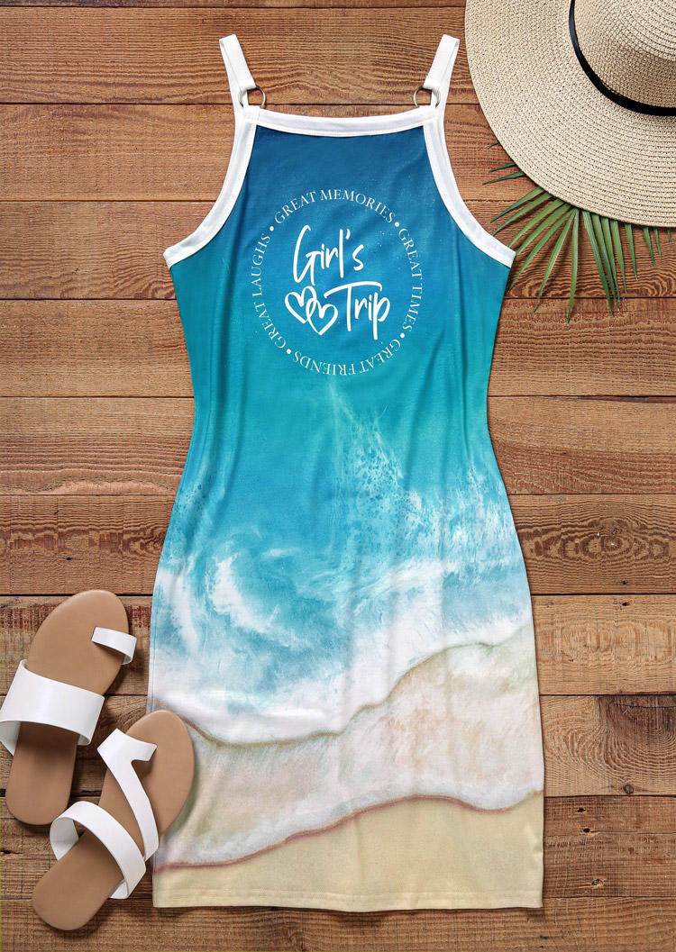 

Mini Dresses Girl' Trip Gradient Ocean Landscape Mini Dress in Blue. Size: M