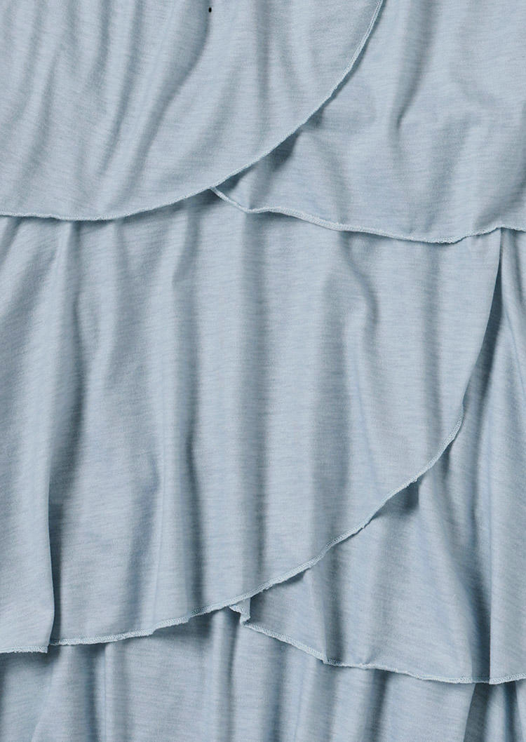 Ruffled Layered Sleeveless Mini Dress - Light Blue