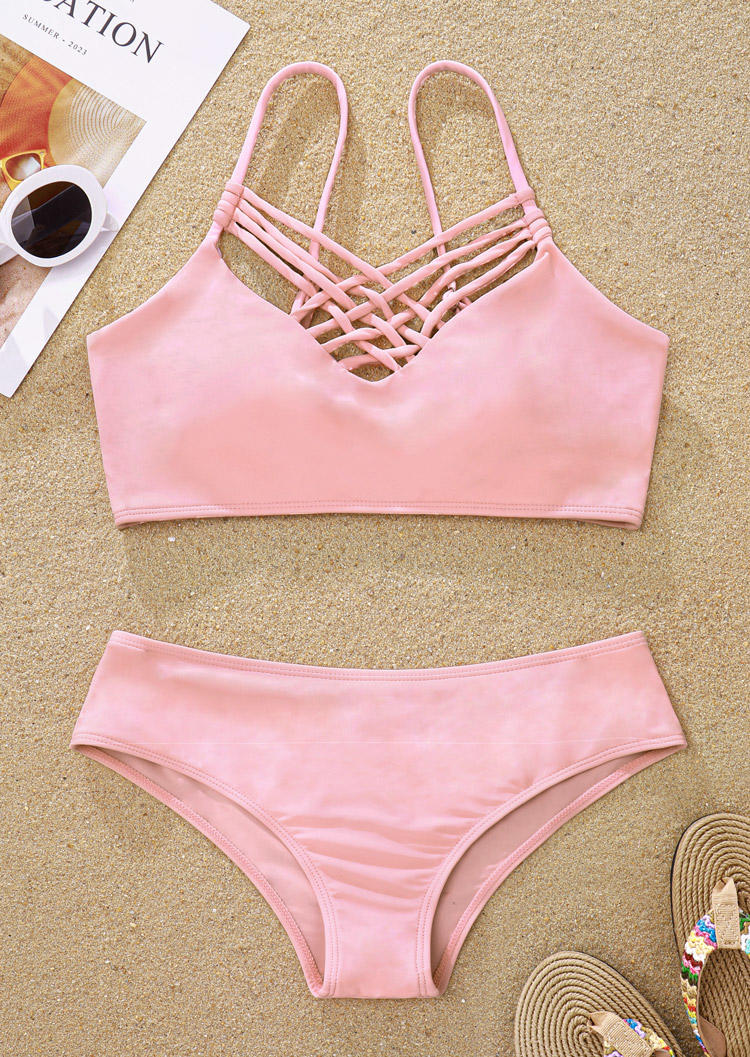 

Bikini Sets Criss-Cross Spaghetti Strap Bikini Set - Light Pink in Pink. Size