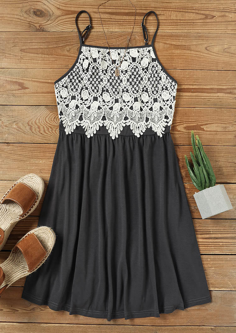 

Mini Dresses Floral Lace Splicing Ruffled Mini Dress - Dark Grey in Gray. Size