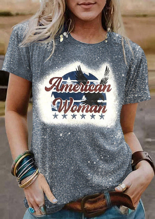 

T-shirts Tees American Woman Eagle Bleached T-Shirt Tee - Dark Grey in Gray. Size: L,M,,XL