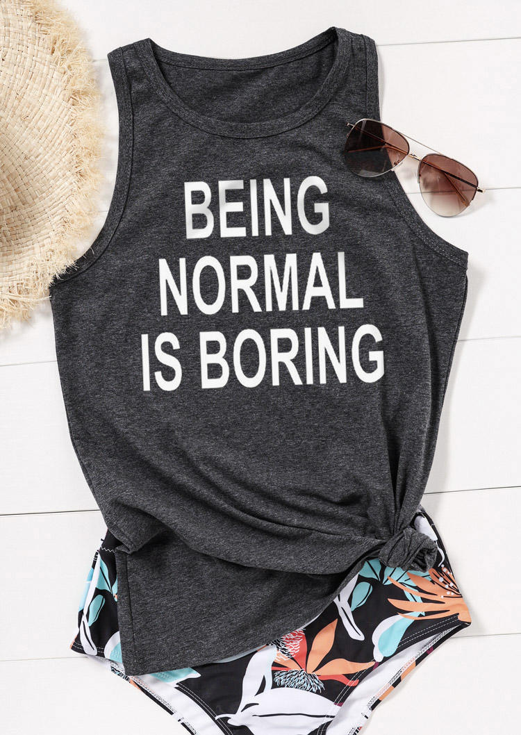 

Tank Tops Being Normal Is Boring Racerback Tank Top - Dark Grey in Gray. Size: ,XL