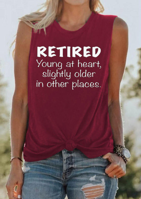 

Tank Tops Retired Young At Heart Slightly Older In Other Places Tank Top - Burgundy in Red. Size