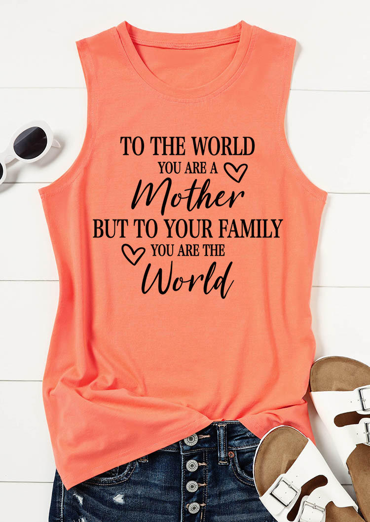 

Tank Tops To The World You Are A Mother Heart Tank Top in Orange. Size: ,XL