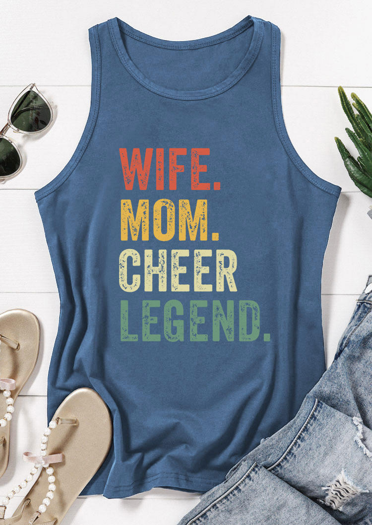 

Tank Tops Wife Mom Cheer Legend Racerback Tank Top in Blue. Size: L,M,,XL