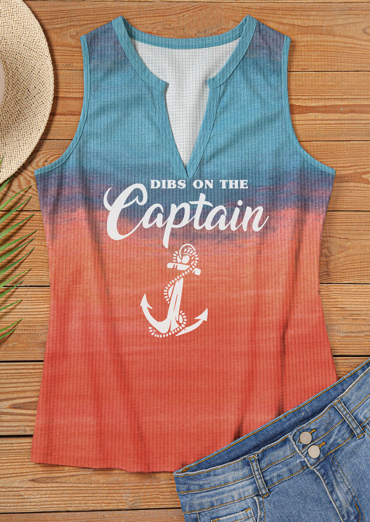 

Tank Tops Dibs On The Captain Gradient Anchor Notched Neck Tank Top in Multicolor. Size