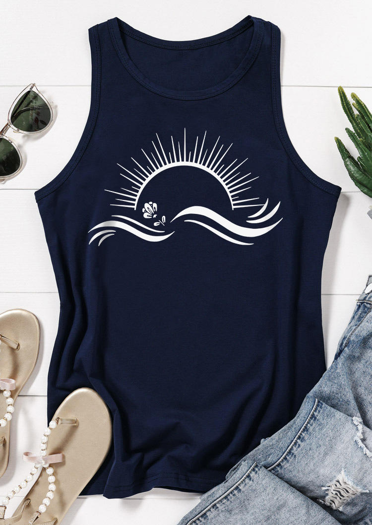 

Tank Tops Sunset Racerback Casual O-Neck Tank Top - Navy Blue in Blue. Size