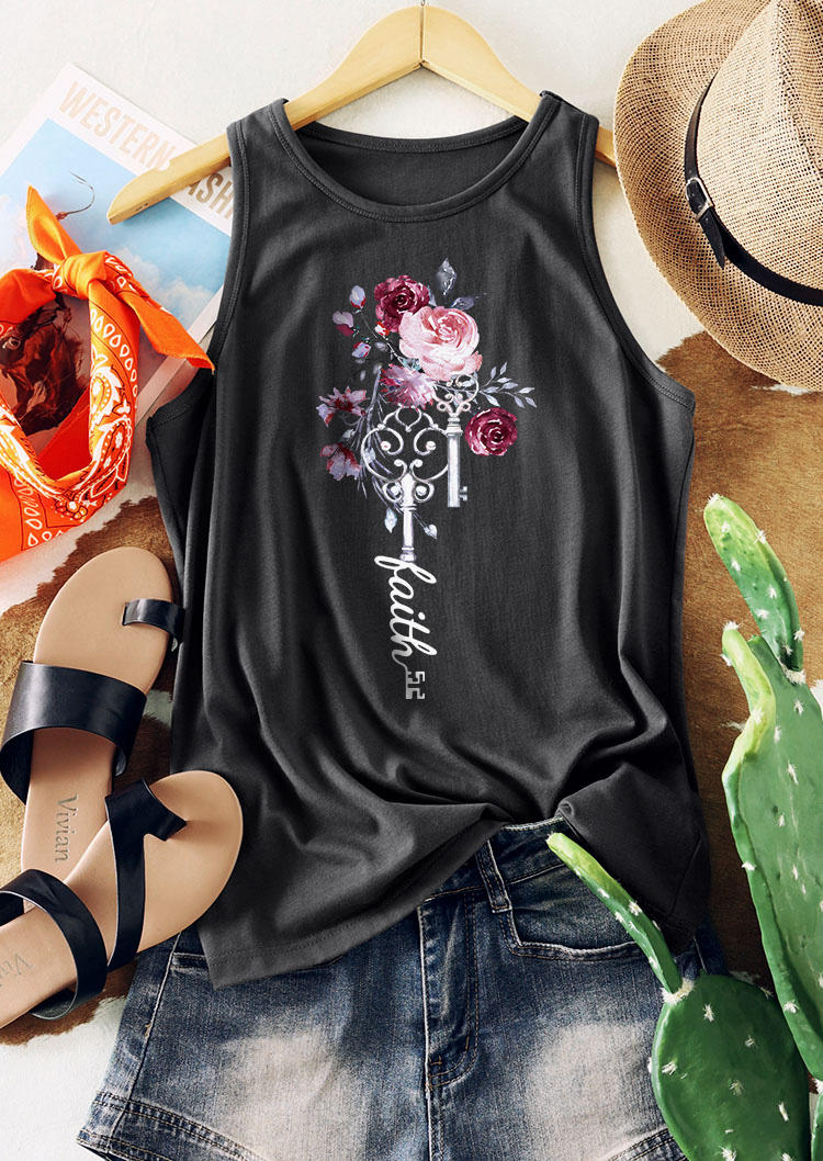 

Tank Tops Faith Floral Racerback Tank Top - Dark Grey in Gray. Size