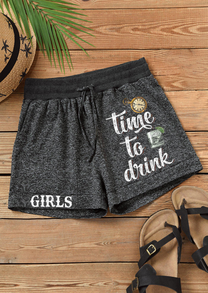

Shorts Girls Time To Drink Shorts in Black. Size: L,M,,XL
