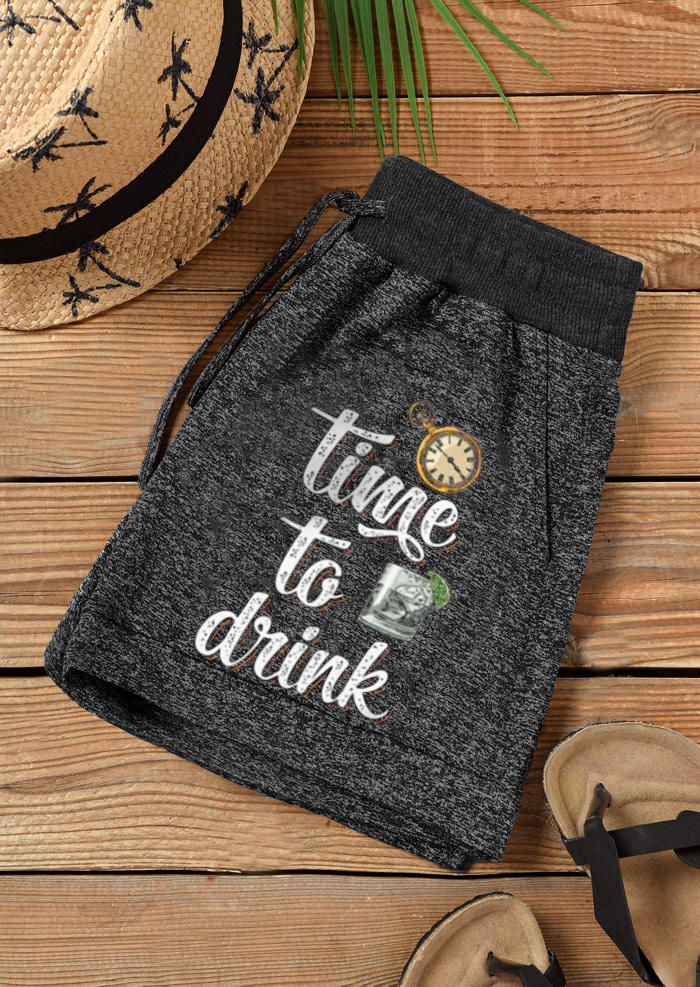 Girls Time To Drink Shorts - Black