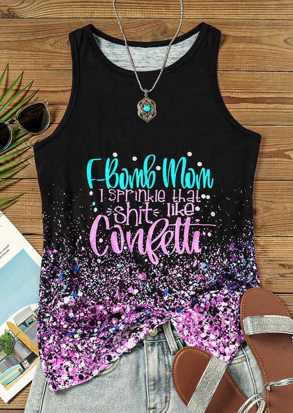 

Tank Tops F-Bomb Mom I Sprinkle That Shit Like Confetti Glitter Tank Top in Multicolor. Size