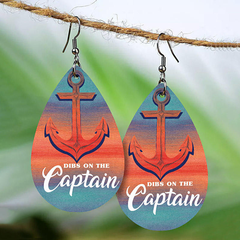 Dibs On The Captain Gradient Anchor Water Drop Earrings