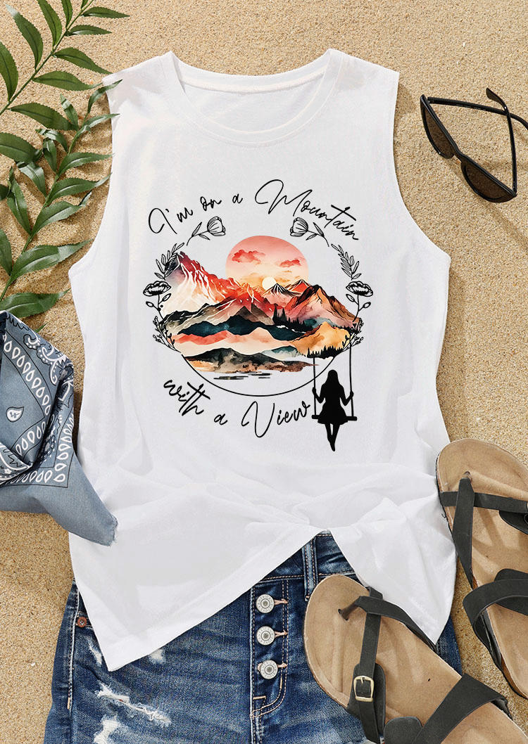 

Tank Tops I'm On A Mountain With A View Tank Top in White. Size