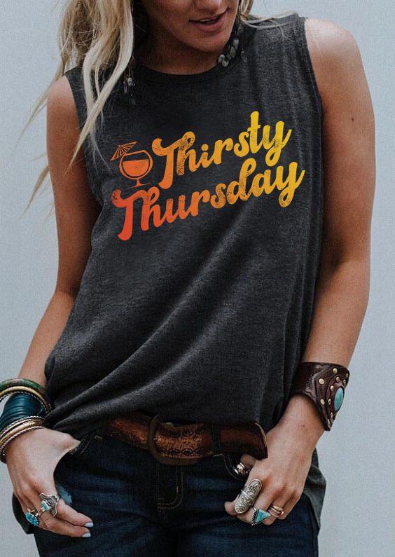 

Tank Tops Thirsty Thursday Drink Tank Top - Dark Grey in Gray. Size
