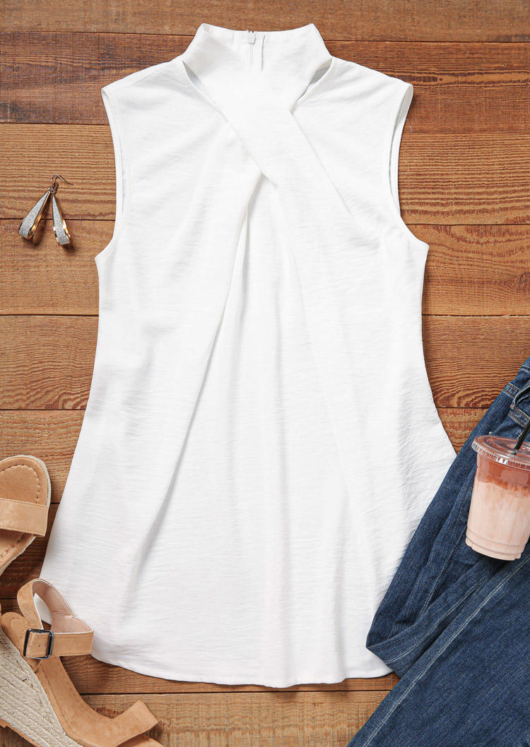 

Tank Tops Criss-Cross Hollow Out Tank Top in White. Size: L,M,,XL