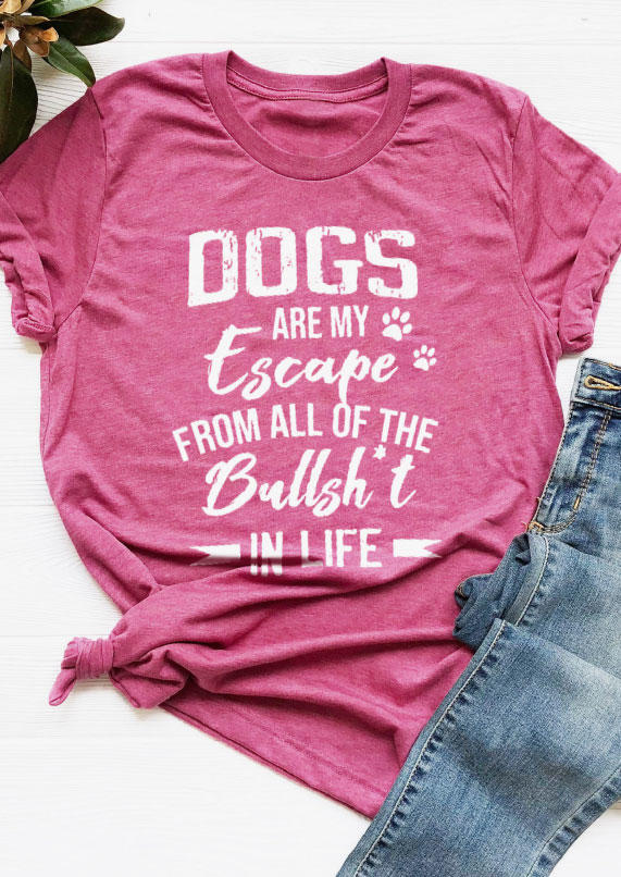

T-shirts Tees Dogs Are My Escape T-Shirt Tee in Pink. Size: L,M,,XL