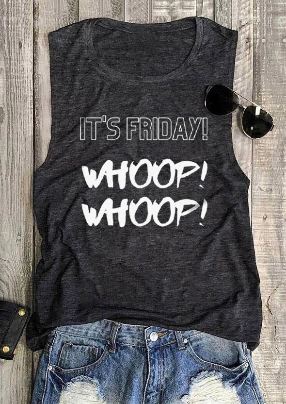 

Tank Tops It's Friday Whoop O-Neck Tank Top - Dark Grey in Gray. Size