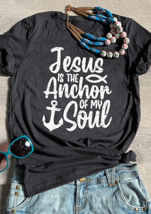 

T-shirts Tees Jesus Is The Anchor Of My Soul T-Shirt Tee - Dark Grey in Gray. Size