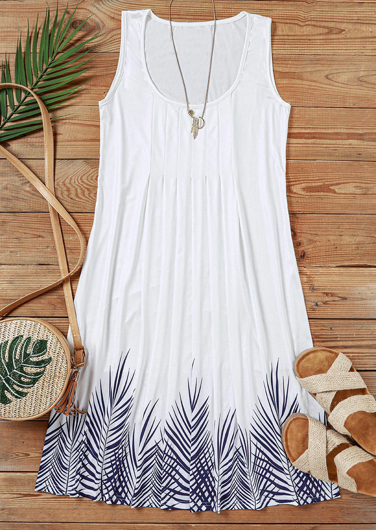 

Mini Dresses Leaf Ruffled Sleeveless Mini Dress in Multicolor. Size