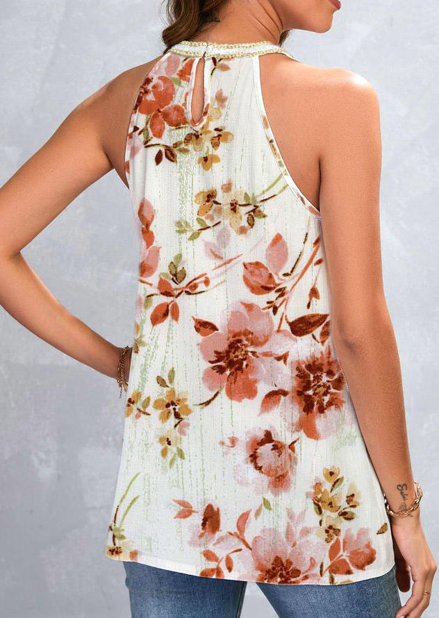 

Tank Tops Floral Hollow Out Button Camisole in Multicolor. Size: M