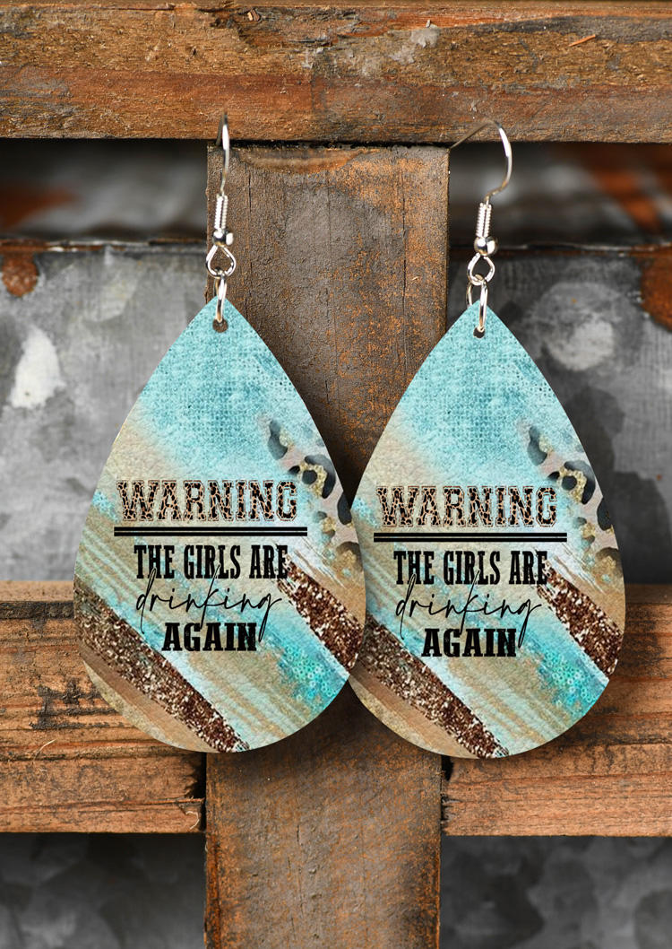 

Earrings Warning The Girls Are Drinking Again Leopard Glitter Water Drop Earrings in Multicolor. Size
